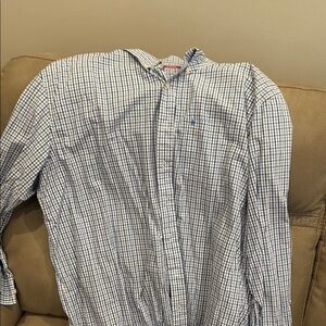 Izod Blue and White Casual Button Down Shirt